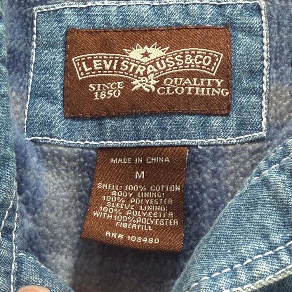 Levi's Denim Shirt Jacket Quilted Lined Insulated Men's M Blue
